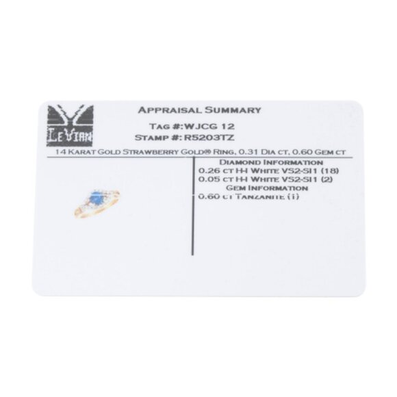 LE VIAN Made In Thailand 14kt Rose Gold Blueberry Tanzanite Ring - Picture 3 of 3